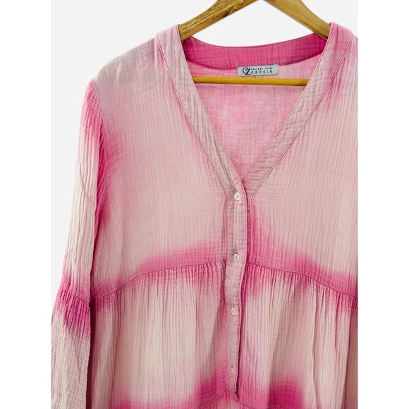 CZ Collection Cezele Pink White‎ Tie Dye Babydoll Dress Medium Boho Cottagecore - Picture 8 of 8